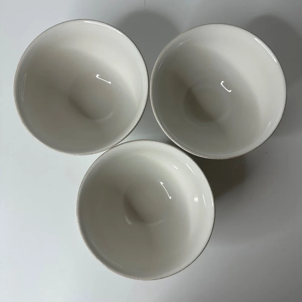 Set of 3 Pottery Barn Cambria Cereal Soup Bowls Stone Off White Portugal 6